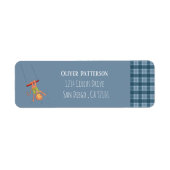 Circus Monkey Blue Return Address Label ラベル (正面)