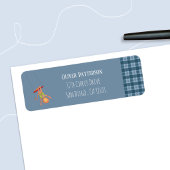 Circus Monkey Blue Return Address Label ラベル