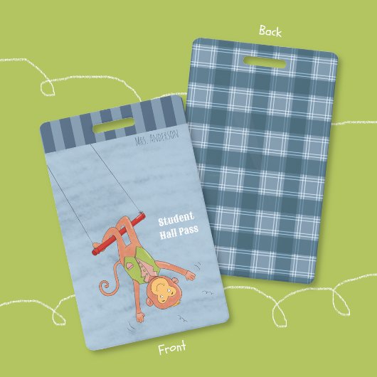 Circus Monkey Blue Student Hall Pass Badge バッジ