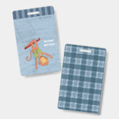 Circus Monkey Blue Student Hall Pass Badge バッジ (正面＆裏面)