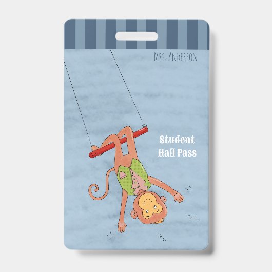 Circus Monkey Blue Student Hall Pass Badge バッジ (正面)