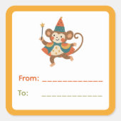 Circus Monkey Gift Label スクエアシール (正面)