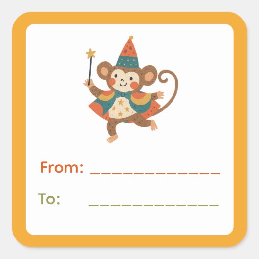 Circus Monkey Gift Label スクエアシール (正面)