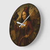 Circus Ringmaster Funny Mona Lisa Circus Performer ラージ壁時計 (傾斜)