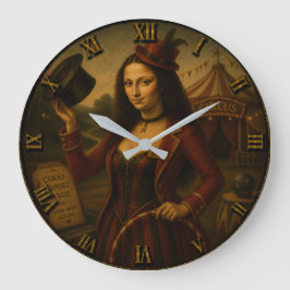 Circus Ringmaster Funny Mona Lisa Circus Performer ラージ壁時計