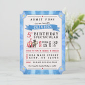 Circus Spectacular Birthday Invitation (Blue) 招待状 (スタンド正面)
