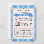 Circus Spectacular Birthday Invitation (Blue) 招待状 (正面)