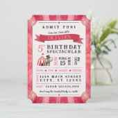 Circus Spectacular Birthday Invitation (Pink/Red) 招待状 (スタンド正面)