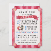 Circus Spectacular Birthday Invitation (Red/Blue) 招待状 (正面)