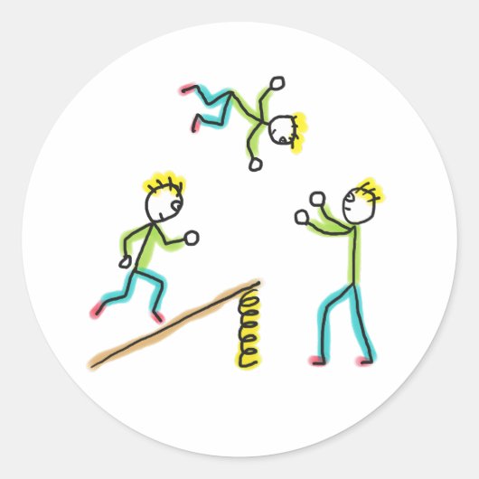 Circus Stickmen Acrobats ラウンドシール (正面)