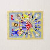 Circus Tent Cartoon Clowns & Animals Personalized ジグソーパズル (横)