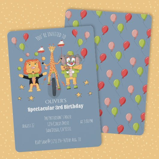 Circus Theme Child's Birthday Invitation 招待状