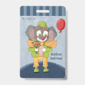 Circus Theme Clown Elephant Blue Hall Pass Badge バッジ (正面)