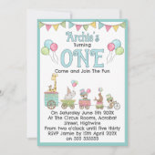 Circus Themed 1st Birthday Invitation 招待状 (正面)