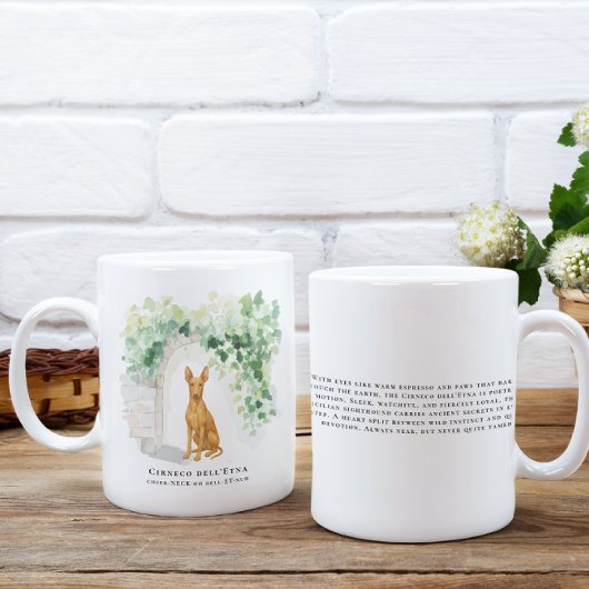 Cirneco dell’Etna | 水彩画の犬と犬種の引用 コーヒーマグカップ