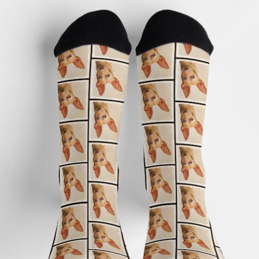 Cirneco dell'Etnaの可愛絵を描いオリジナルドッグアート ソックス (上部)