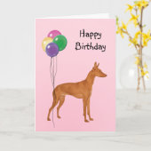 Cirneco dell'Etna、誕生日バルーン カード (黄色い花)