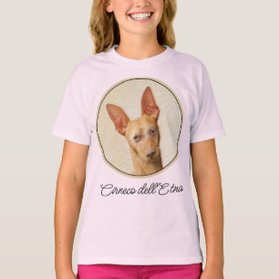 Cirneco dell'Etna's -絵画かわいいオリジナルドッグアート Tシャツ