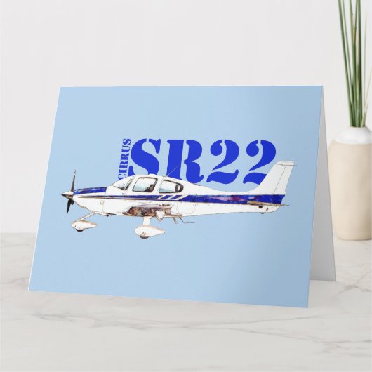 Cirrrus SR22軽航空機デザインのイラストレーション サンキューカード (正面)