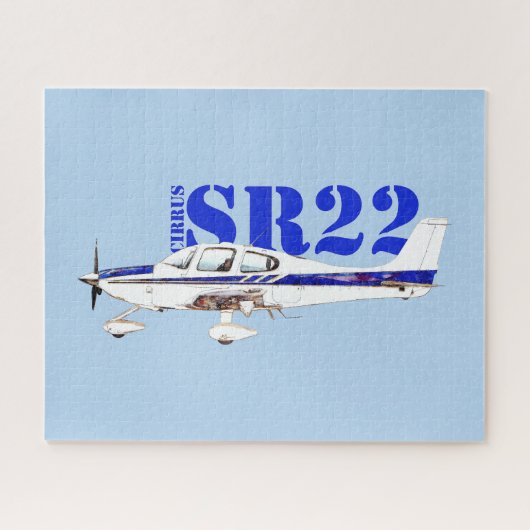 Cirrrus SR22軽航空機デザインのイラストレーション ジグソーパズル (横)