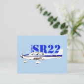 Cirrrus SR22軽航空機デザインのイラストレーション ポストカード (スタンド正面)