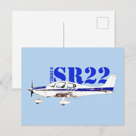 Cirrrus SR22軽航空機デザインのイラストレーション ポストカード (正面/裏面)