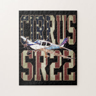Cirrus SR22航空機ヴィンテージ統一された州国旗 ジグソーパズル