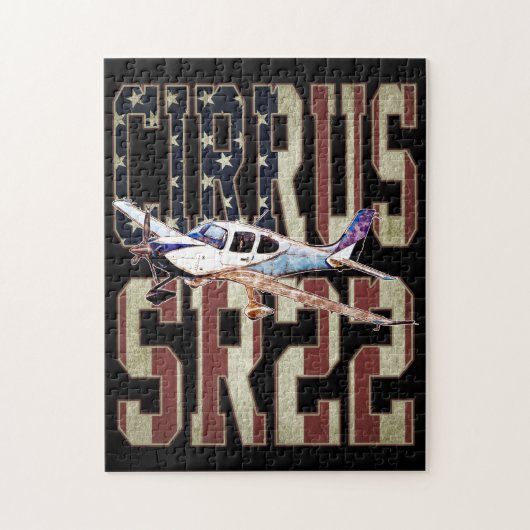 Cirrus SR22航空機ヴィンテージ統一された州国旗 ジグソーパズル (縦)