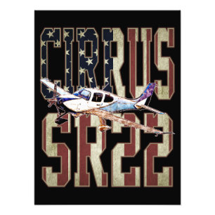 Cirrus SR22航空機ヴィンテージ統一された州国旗 フォトプリント