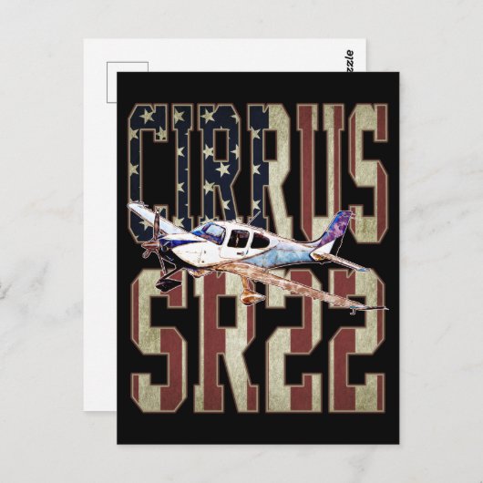 Cirrus SR22航空機ヴィンテージ統一された州国旗 ポストカード (正面/裏面)