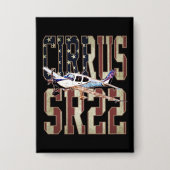 Cirrus SR22航空機ヴィンテージ統一された州国旗 缶バッジ (正面)