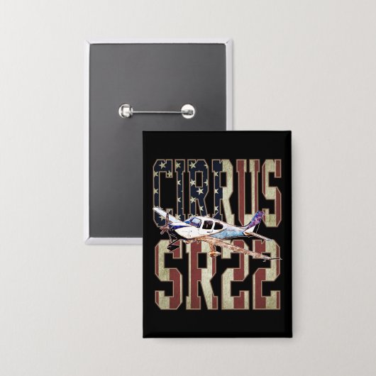 Cirrus SR22航空機ヴィンテージ統一された州国旗 缶バッジ (正面/裏面)