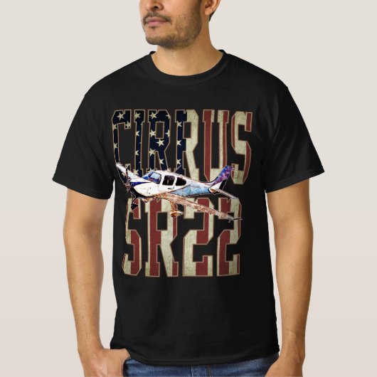 Cirrus SR22航空機ヴィンテージ統一された州国旗 Tシャツ (正面)