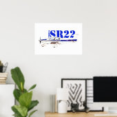Cirrus SR22 軽飛行機デザインのイラスト ポスター (ホームオフィス)