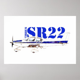 Cirrus SR22 軽飛行機デザインのイラスト ポスター