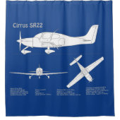 Cirrus SR22 – 飛行機の設計図スケッチ計画ABD シャワーカーテン (正面)