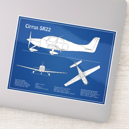 Cirrus SR22 – 飛行機の設計図スケッチ計画ABD シール (詳細)