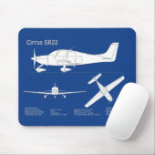 Cirrus SR22 – 飛行機の設計図スケッチ計画ABD マウスパッド (マウス)