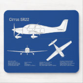 Cirrus SR22 – 飛行機の設計図スケッチ計画ABD マウスパッド (正面)