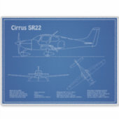 Cirrus SR22 – 飛行機の設計図スケッチ計画AD シール (正面)