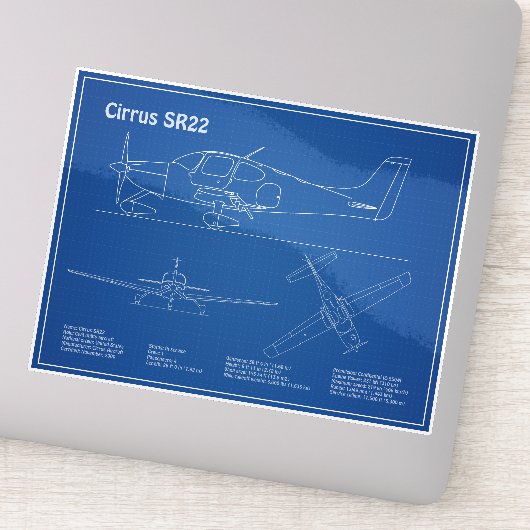 Cirrus SR22 – 飛行機の設計図スケッチ計画AD シール (詳細)