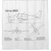 Cirrus SR22 – 飛行機の設計図スケッチ計画BD シャワーカーテン (正面)