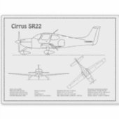 Cirrus SR22 – 飛行機の設計図スケッチ計画BD シール (正面)