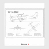 Cirrus SR22 – 飛行機の設計図スケッチ計画BD シール (シート)