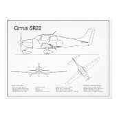Cirrus SR22 – 飛行機の設計図スケッチ計画BD フォトプリント (正面)