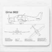 Cirrus SR22 – 飛行機の設計図スケッチ計画BD マウスパッド (正面)