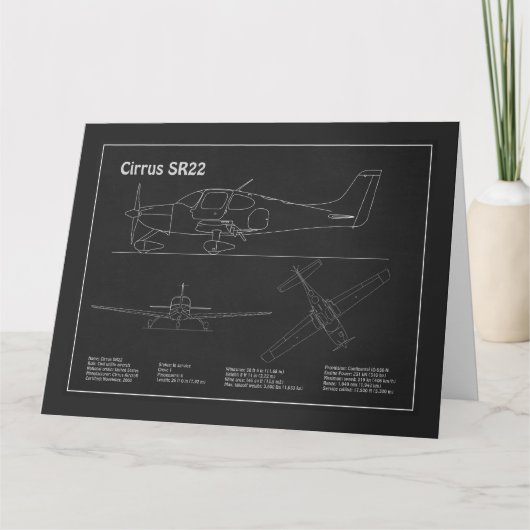 Cirrus SR22 – 飛行機の設計図スケッチ計画PD サンキューカード (正面)