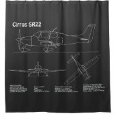 Cirrus SR22 – 飛行機の設計図スケッチ計画PD シャワーカーテン (正面)