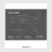 Cirrus SR22 – 飛行機の設計図スケッチ計画PD シール (シート)