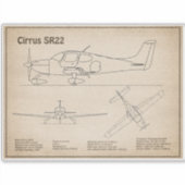 Cirrus SR22 – 飛行機の設計図スケッチ計画SD シール (正面)
